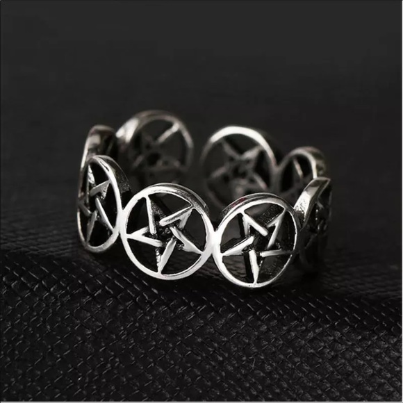 925 pentagram cuff ring - Picture 1 of 2